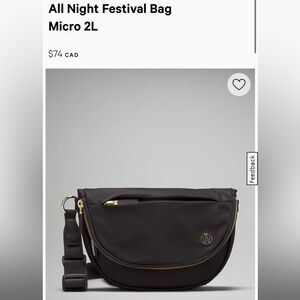 Lululemon All Night Festival Bag
Micro 2L in black